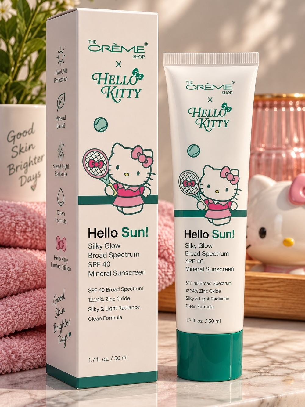 Hello Sun! SPF 40 Silky Glow Mineral Sunscreen - Pink/White